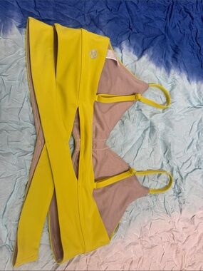 lululemon athletica Yellow and Taupe Reversible Swim Bikini Top